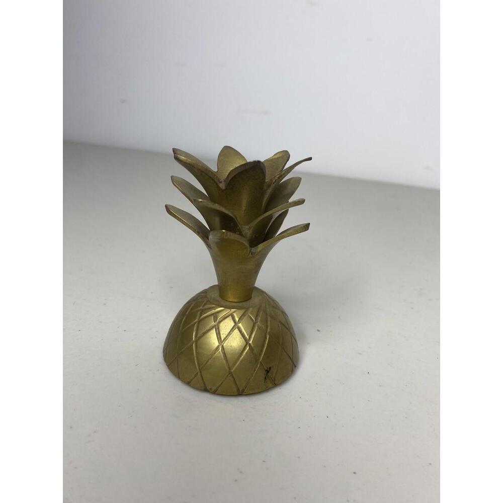 Vintage 4” Brass Pineapple Trinket Box Storage Container TOP ONLY